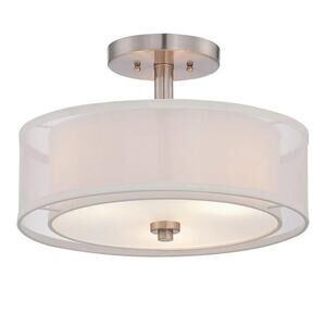 Semi Flush Mount Ceiling Light, Minka Lavery #4107-84, Parsons Brushed Nickel